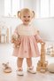 Baby Girl Vintage Style Lace Collar Detailed 100% Cotton Heart Embroidered Pink Dress 6-24 Months - 3
