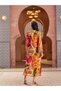 Floral Print Embroidered Neck Abaya Dress - 5