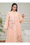 Pink Textured Floral Embellished A-Line Jalabiya - 3