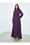 Purple Pleated Maxi Dress with Bow Tie - 3