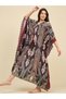 Black Satin Paisley Printed Kaftan Nightdress