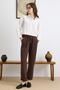 Soft Denim Trousers with Lace Detail and Elastic Waist Brown 7586 - 4