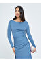 Blue Long Sleeve Bodycon Maxi Dress - 3
