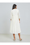 Cream Embroidery A-Line Midi Dress with 3/4th Sleeves - 5