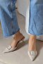 May Square Buckle Pointed Toe Short Kitten Heel Beige Suede Women's Shoes - 3