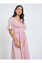 Pink Printed Short Sleeves A-Line Midi Dress - 2