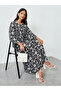 Black Floral Print A-Line Jalabiya - 2