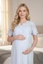 New Season Blue Fisto Linen Easy Summer Nightgown with Breastfeeding Feature, 100% Cotton Short Sleeve Maternity Nightgown - 4