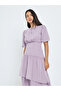 Lilac Puff Sleeve Tiered Midi Dress - 3