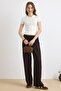 Elastic Waist Comfortable Cut Soft Denim Trousers Brown 7587 - 6