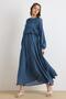 Drawstring and Lace Detailed Waist Gathered Dress İndi̇go 9434-E - 2