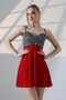 Shiny Textured V-Neck Strappy Mini Dress