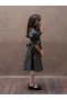 Girl's Black Polka Dot Belted Poplin Flared Dress - 3