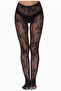Black Lace Textured Thin Fishnet Pantyhose – Elegant Floral Patterned Black Pantyhose - 7