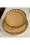 صينية تقديم راتان خشب دائرية Round Rattan Wood Serving Tray