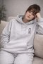 Lıvo I Have No Energy Printed Oversize Hooded Tracksuit Set – Gray Color – Casual Comfortable Combination