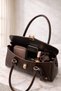 Women's Gold Lock and Charm Detailed Vintage Hand and Shoulder Bag - 5