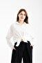 Women's White Oversize Shirt Long Sleeve Buttoned Basic Loose Women White Shirt - 5