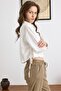 Side Gathered Self-Creased Crop Shirt Ecru 9410 - 2