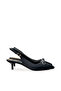 Women's Black Satin Medium Heel Stiletto with Buckle New Season Hk1093