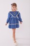 Floral Embroidered Blue Girls' Dress with Ruffle Detail (with Buckle Gift) - 3