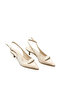 Women's Beige Satin Medium Heel Stiletto with Buckle New Season Hk1093 - 7
