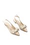 Women's Beige Satin Mid-Heel Stiletto with Bow New Season Hk1092 - 3