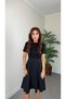Women's Short Sleeve Crew Neck Gold Button Detail Midi Dress - 4