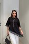 Women's Oversized Blouse with Lace Detail - Relaxed Fit Half-Sleeve Asymmetrical Design Everyday and Stylish Outfit - 5