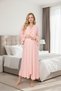New Season Powder Melange Flounce Special Design Short Sleeve Full Length 100% Cotton Maternity Dressing Gown Nightgown Set - 2