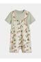 Beige Crew Neck Baby Boy Salopet and T-Shirt
