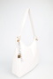 Women's Patternless White Charm Detailed Zipper Closure Hand and Shoulder Bag Toli - 3