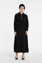 Zippered Collar Relaxed Fit Burgundy Long Dress - 4