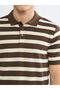 Brown Polo Neck Striped Men's T-Shirt - 4
