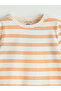 Ecru Crew Neck Printed Baby Boy Combed Cotton Jumpsuit 3-Piece - 6