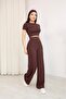 Premium Modal Fabric Cropped Set – High-Waist Wide-Leg Trousers Two-Piece Set - 3