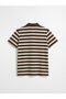 Brown Polo Neck Striped Men's T-Shirt - 7