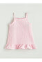 Pink square neck plaid ruffled girl's dress