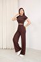 Premium Modal Fabric Cropped Set – High-Waist Wide-Leg Trousers Two-Piece Set - 4