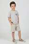 Boy's Printed Pattern T-Shirt - Striped Shorts Set