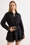 Women's Black Belted Lace Detailed Mini Shirt Dress Elb-19002593 - 4