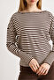 Women's Brown Striped Viscose Soft Textured Knitwear Blouse Blz-19003237 - 5
