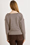 Women's Brown Striped Viscose Soft Textured Knitwear Blouse Blz-19003237 - 6