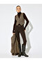 X Sima Tarkan - Buttoned Vest with V-Neck and Belt Detail on the Back