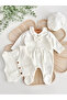 Luis Caped Bow Tie Detailed 100% Cotton Snap Fastener Jumpsuit and Vest Set - 3