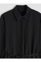Lcw Modest Black Oversize Women's Shirt Tunic with Belted Waist - 5