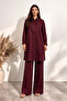 100% Linen Elastic Waist Sequin Embroidered Lined Trousers Set - 8