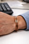 Copper Bracelet for Women and Men - Matte Copper Handcuff Bracelet with Antique Labyrinth Pattern - 3