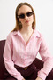 Women's Pink Textured Contrast Striped Regular Fit Shirt Gml-19001405 - 4