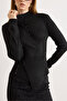 Women's Black Button Detailed Soft Textured Draped Knitwear Sweater Kzk-19001137 - 5